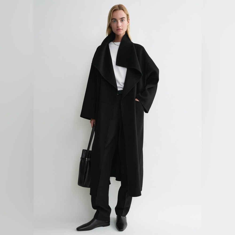Toteme Signature Wool Cashmere Coat In Black Size Medium New